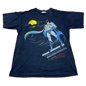 Vintage Batman Shirt Men Large Black Tee 1989 80s Single Stitch Promo Overlook
